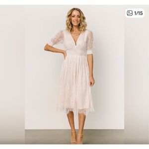 NWT Baltic Born Elaina Lace Midi XL Dress Blush Ivory Size Small Bride Bridal